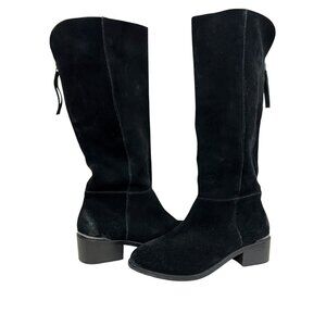 Naughty Monkey Boots Suede‎ Knee High Rider Sz 8.5M Black Western Cowgirl Boho